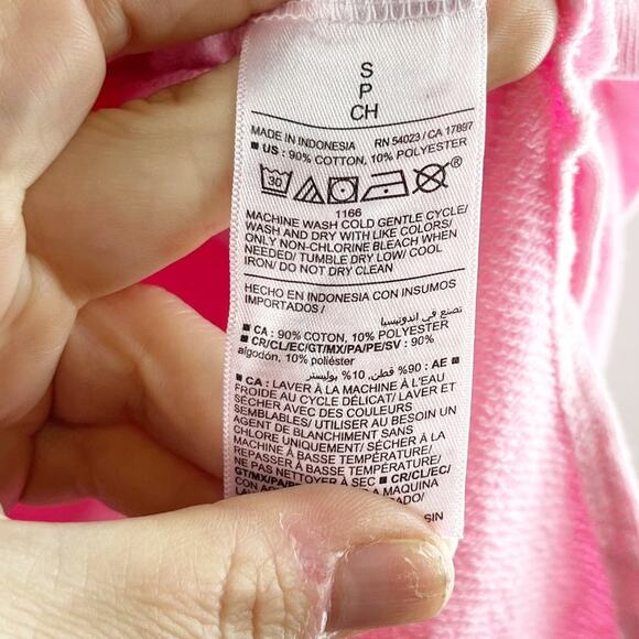 Old Navy Oversized French Terry Hooded Sweatshirt Neon Pink Small - Picture 7 of 8